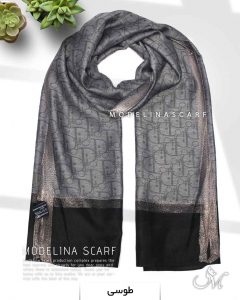 شال نخی ژاکارد لمه دار دیور 1034 طوسی