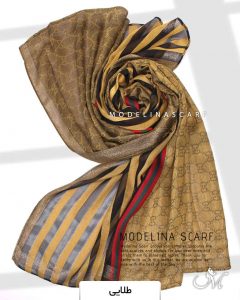 شال نخی ژاکارد لمه دار گوچی 1035 طلایی