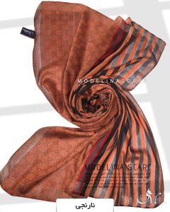 شال نخی ژاکارد لمه دار گوچی 1035 نارنجی