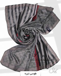 شال نخی ژاکارد لمه دار گوچی 1035 طوسی تیره