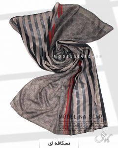 شال نخی ژاکارد لمه دار گوچی 1035 نسکافه ای