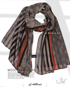 خرید شال نخی ژاکارد لمه دارLV 1042 نسکافه ای