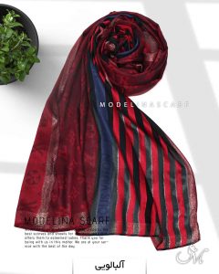 شال نخی ژاکارد لمه دارLV 1042 آلبالویی