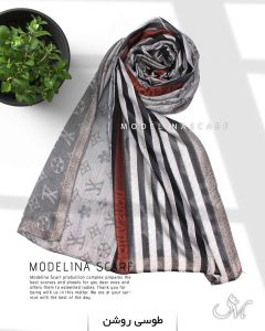 شال نخی ژاکارد لمه دارLV 1042 طوسی روشن