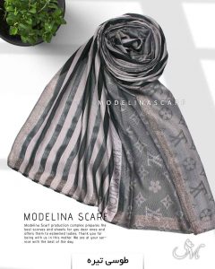 شال نخی ژاکارد لمه دارLV 1042 طوسی تیره
