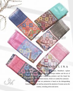 خرید شال نخی لمه دار مدلینا 1043