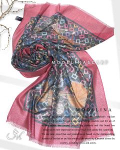 خرید شال نخی لمه دار مدلینا 1043 سرخابی