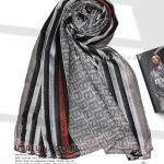 شال نخی ژاکارد لمه دار FENDI 1044 طوسی روشن