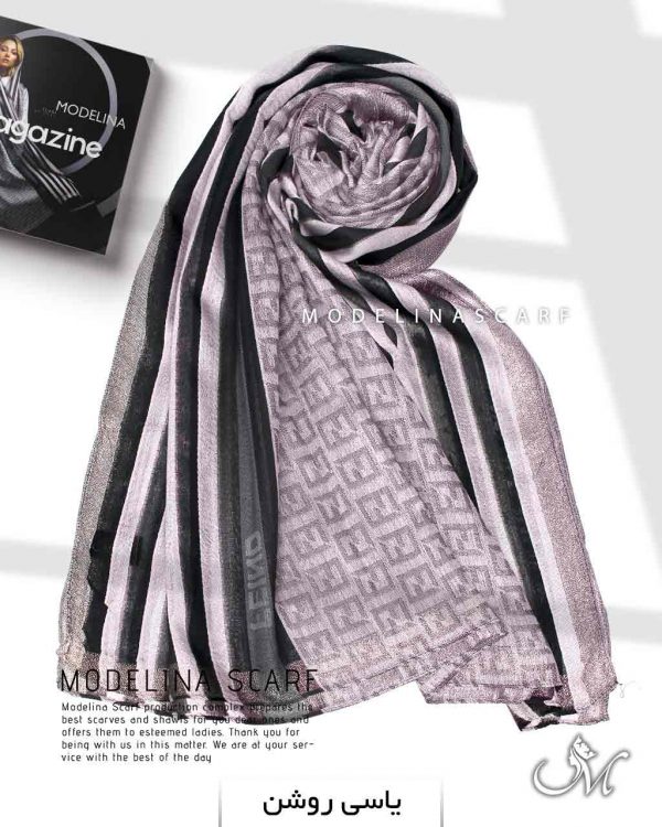 شال نخی ژاکارد لمه دار FENDI 1044 یاسی روشن