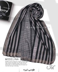 شال نخی ژاکارد لمه دار FENDI 1044 طوسی تیره