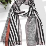 شال نخی ژاکارد لمه دار DIOR 1045 طوسی روشن