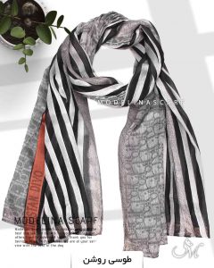شال نخی ژاکارد لمه دار DIOR 1045 طوسی روشن