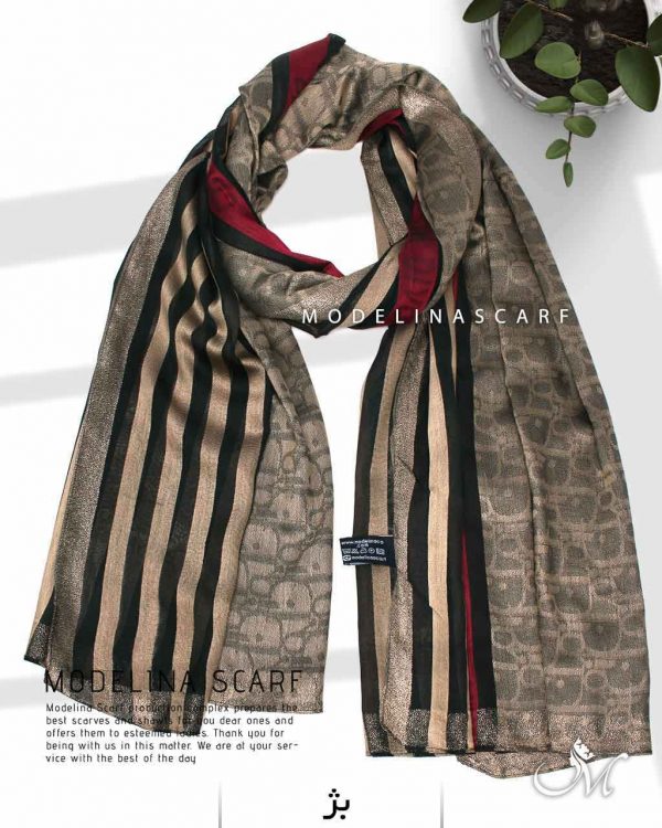 شال نخی ژاکارد لمه دار DIOR 1045 بژ