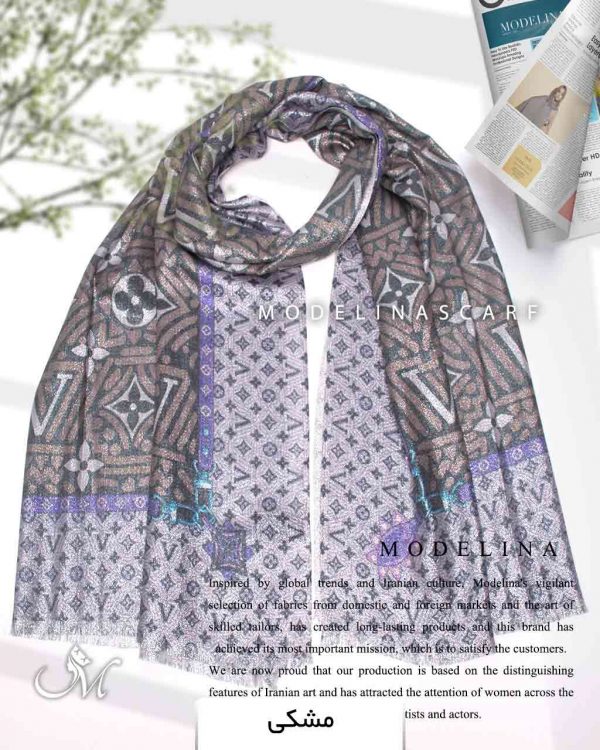 شال نخی لمه دارLV 1046 مشکی