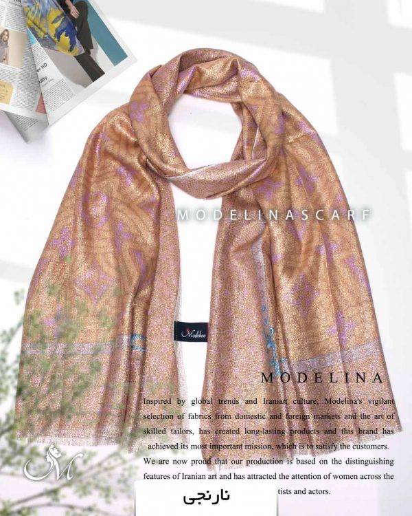 شال نخی لمه دارLV 1046 نارنجی