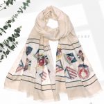 شال نخی ژاکارد LV 1048M1 کرم