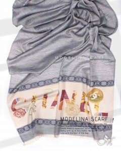 خرید شال نخی ژاکارد شنل 1048M2 طوسی