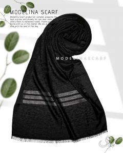 خرید شال مشکی نخی ژاکارد پلنگی 1074M2