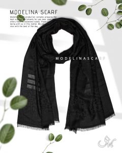 شال مشکی نخی ژاکارد پلنگی 1074M2