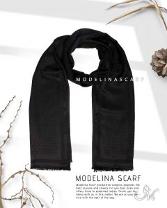 شال مشکی نخی ژاکارد MK 1074M7