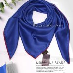روسری ساتن ابریشم ترک قواره کوچک 400 آبی کاربنی