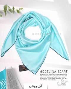 روسری ساتن ابریشم ترک قواره کوچک 400 آبی روشن