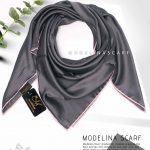 روسری ساتن ابریشم ترک قواره کوچک 400 طوسی تیره
