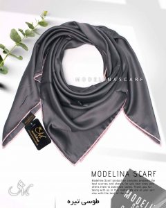 روسری ساتن ابریشم ترک قواره کوچک 400 طوسی تیره