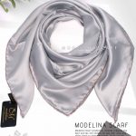 روسری ساتن ابریشم ترک قواره کوچک 400 طوسی روشن