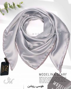 روسری ساتن ابریشم ترک قواره کوچک 400 طوسی روشن