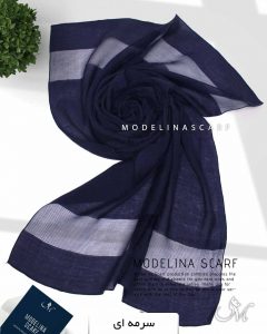 شال نخ ابریشم دستک حریر ترک1085 سرمه ای