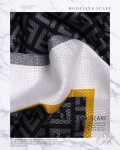 شال نخی فندی 888M30 مشکی سفید