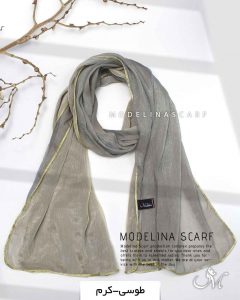 شال حریر دولایه مدلینا طوسی-کرم