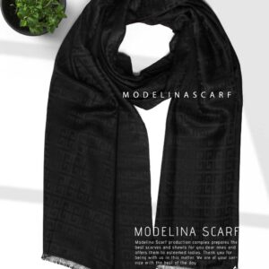 شال مشکی نخی ژاکارد