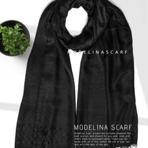 شال مشکی نخی ژاکارد پوست ماری 10425M12