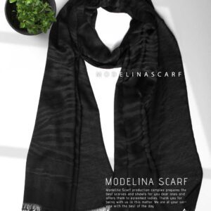 شال مشکی نخی ژاکارد زبرا 10425M10