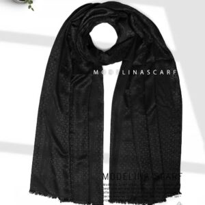 شال مشکی نخی ژاکارد فرگامو 10425M9