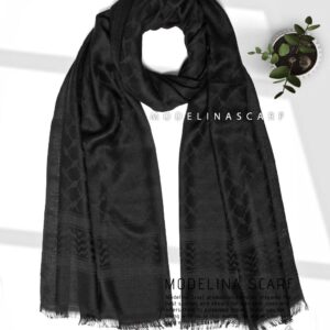 شال مشکی نخی ژاکارد چفیه 10425M3