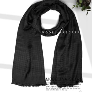 شال مشکی نخی ژاکارد پیچازی 10425M1