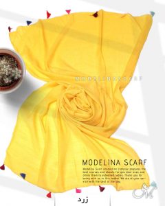 شال نخی منگوله دار 1105 زرد