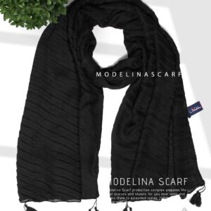 شال مشکی پلیسه نخی