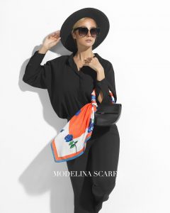 روسری قواره کوچک ژاکارد ابریشم M17