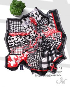 روسری قواره کوچک ژاکارد ابریشم 1125M10 مدلینا