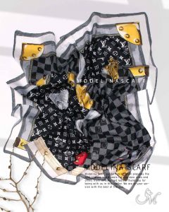 روسری قواره کوچک ژاکارد ابریشم 1125M7 شیک