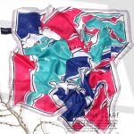 روسری قواره کوچک ژاکارد ابریشم سرخابی