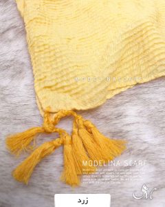 خرید شال پلیسه مربعی زرد