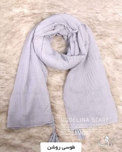 شال پلیسه مربعی طوسی روشن