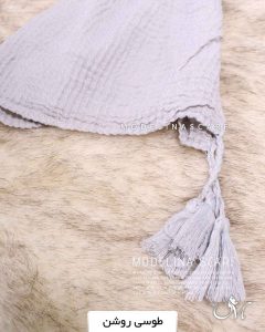خرید شال پلیسه مربعی طوسی روشن