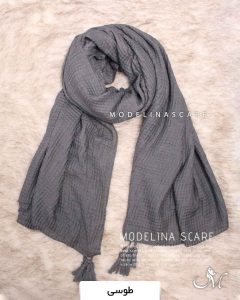 شال پلیسه مربعی طوسی