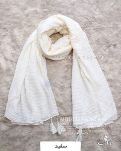 شال پلیسه مربعی سفید